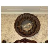 Framed rabbit print in metal frame 12in mounted