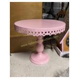 Tall pink metal cake stand