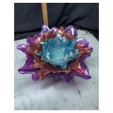 Vintage Akcam Turkish art glass bowls