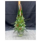 Hand blown Christmas tree possibly murano green