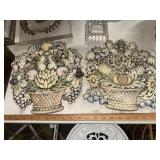 Midcentury fruit basket wall plaques
