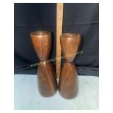 Midcentury danish style wood candle holders