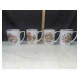 Vintage set of 4 game bird mugs
