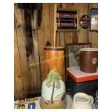 Vintage hand painted wooden butter churn country