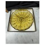 NOS Fairfield amber glass divided dish