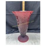 Ruby satin glass vase