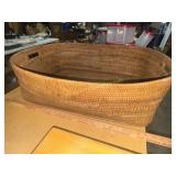 Very large rattan storage basket with handles