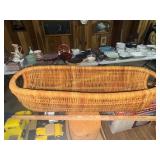 Large oblong wicker basket with handles