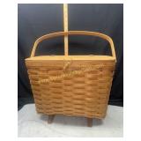 Large footed longaberger basket with hinged lid