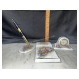 Hand painted porcelain desk set