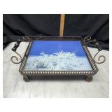 Footed tray with coral photo