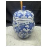 Williams Sonoma blue and white gourde jar
