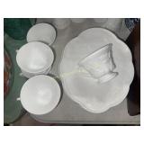 Harvest grape milk glass snack set for 4