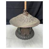 Vintage cast iron Japanese pagoda bird feeder/