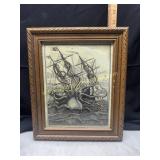 Gothic kraken print in frame