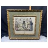 Antique colored lithograph fashion plate in