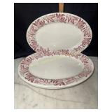 3 heavy red ware platters