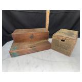 Wooden crayon and cigar boxes.