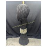 Wicker long neck hat stand/ mannequin head