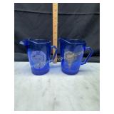 2 cobalt Shirley temple cream pitchers