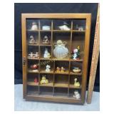 Rectangle whatnot wall cabinet and contents