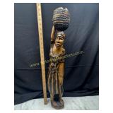 Wood carved tribal art statue