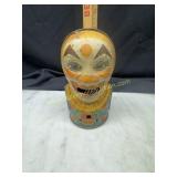 Vintage J.Chein tin litho clown coin bank