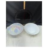 Federal glass aurora moon glass bowl, ruby red