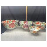 Set of 4 floral melamine bowls