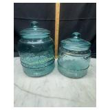 2 teal pioneer woman Cassie embossed glass