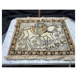 Small vintage afghan folk art tapestry/rug