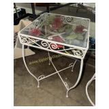 Vintage Italian tole side table metal roses