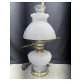 Milk glass hobnail lamp