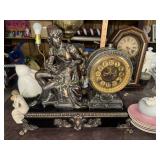 Antique troubadour figural mantel clock
