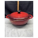 Red lodge enamel over cast Dutch oven