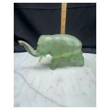 Tiara frosted green glass elephant candy dish