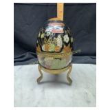 Enameled brass cloisonnï¿½ trinket box on stand