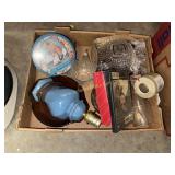 Glass, lamp, tin, dvd,