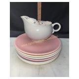 Pastel dishes and creamer