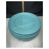 4 fiesta ware turquoise dinner plates
