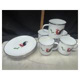 Vintage Thai lampang rooster enamel ware