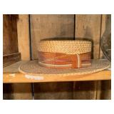 Vintage menï¿½s flat brim straw boater hat