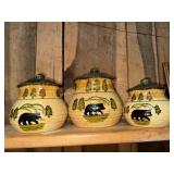 3pc rustic bear canisters