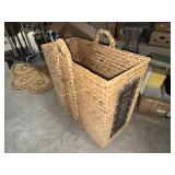 Large woven clothes hamper with metal laundry