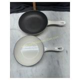 2 Le Creuset enamel over cast skillets