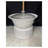 2 corningware French white baking dishes one lid