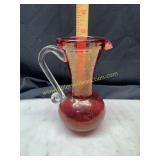 Vintage crackle glass cranberry with applied