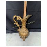 Italian embossed brass pitcher/vase
