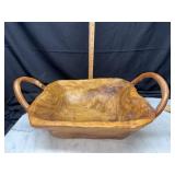 Hand made olive wood basket