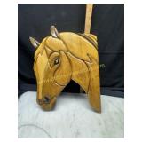 Handmade wooden horse head wall plaque back is